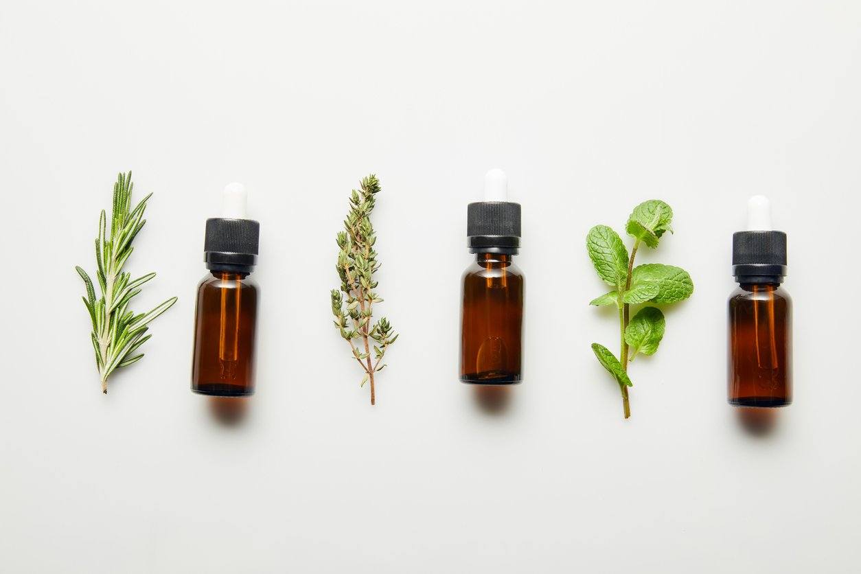 essential oils flat lay