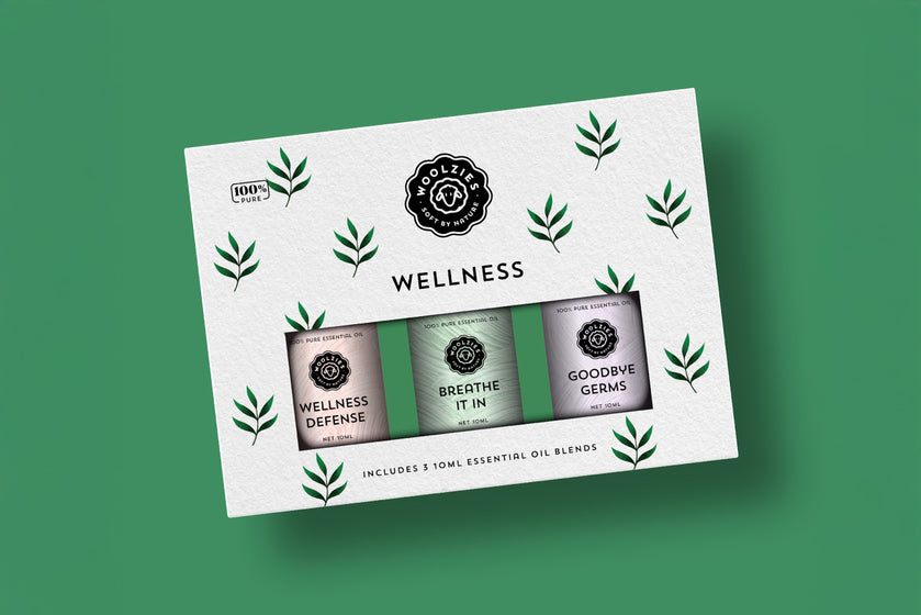 the wellness essential oils packaging flatlay