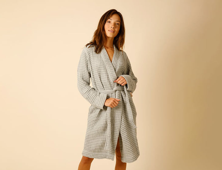 Organic Waffle Knit Robe Aloe