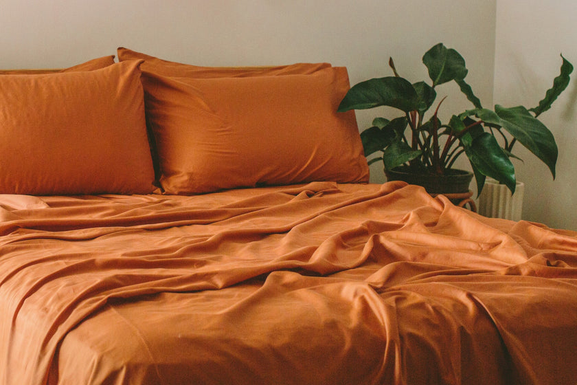 Terracotta Sateen Organic Cotton Luxury Duvet Cover Set 