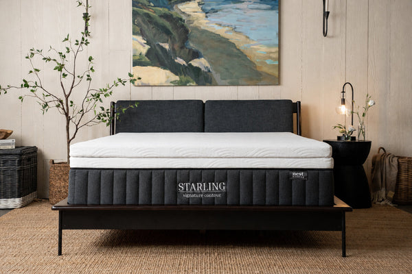 bedroom scene, Cooling Topper on the Starling signature contour mattress