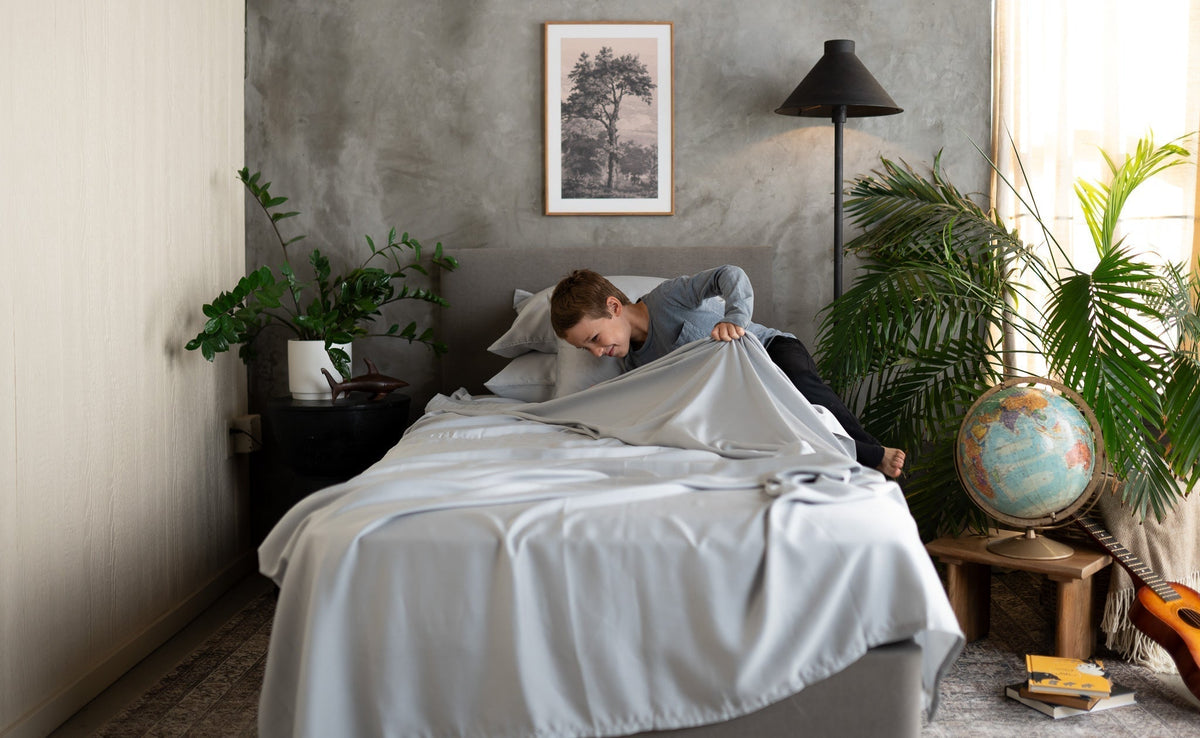 Child getting into bed