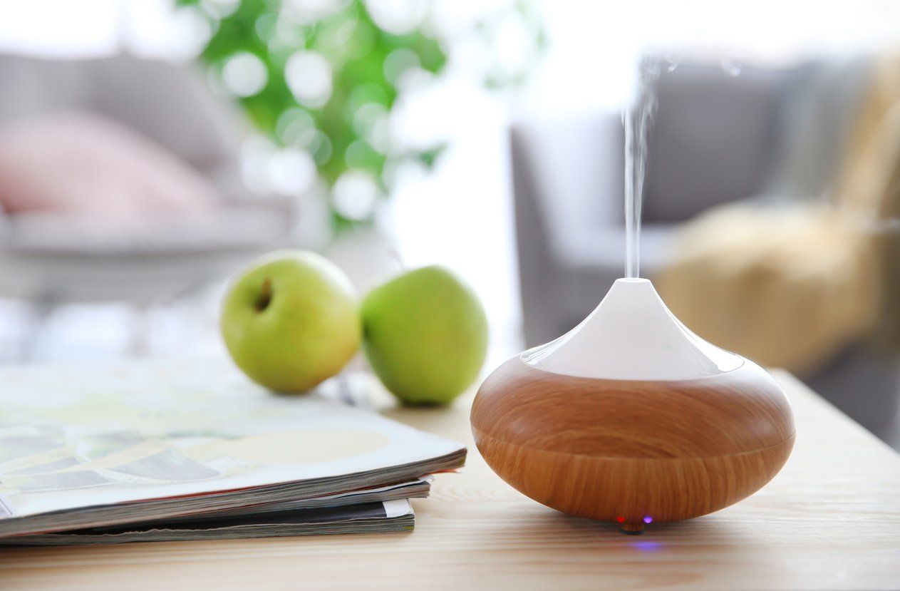 aromatherapy diffuser on table with blurred background