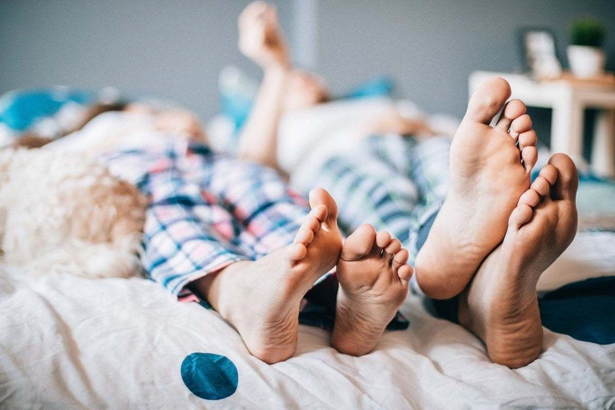 Lounging in plaid flannel pajamas