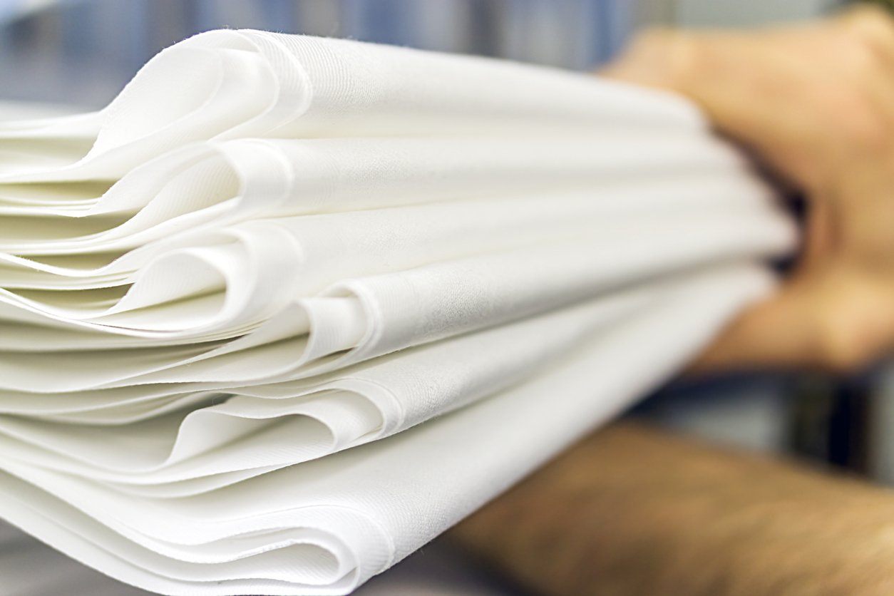 Stack of bed sheets