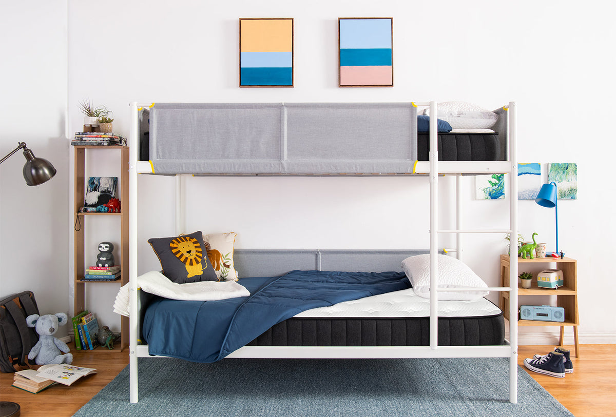 puffin mattresses on a bunk bed inside a kids bedroom