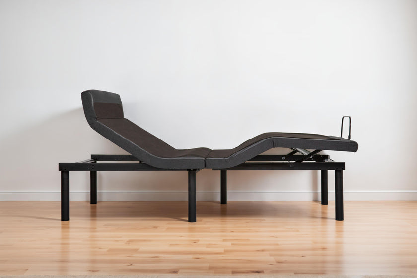 the customatic harmony adjustable base in a raised head and foot position