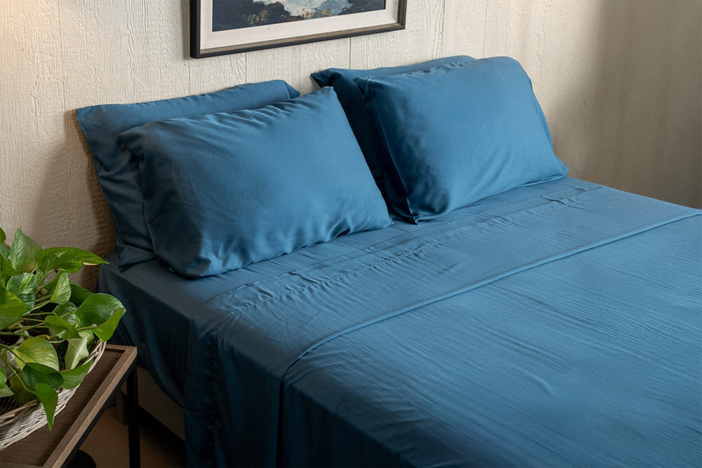 nest bedding bamboo indigo luxury sheet set packaging