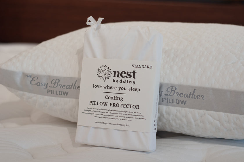 Cooling Cotton Pillow Protectors in front of Easy Breather Pillow