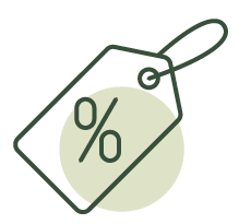 sale price tag graphic with a % displayed on it