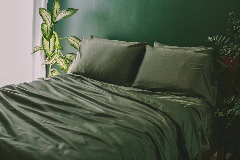 Moss Sateen Organic Cotton Luxury Duvet Cover Set